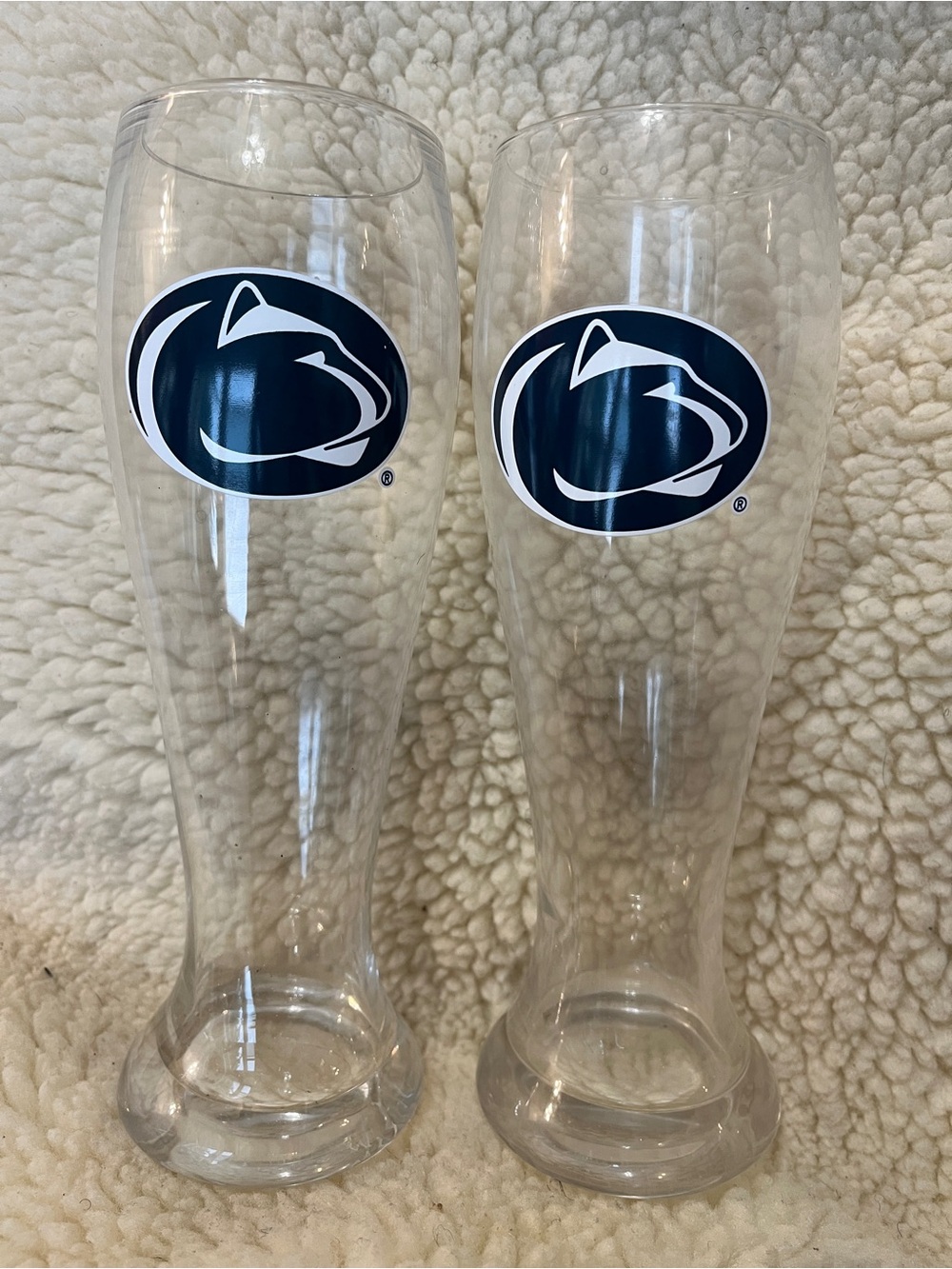 Penn State Nittany Lions Pilsner Beer Glasses Set of 2 PSU Logo 9”